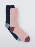 John Lewis bed socks navy pink pack of 2, UK version