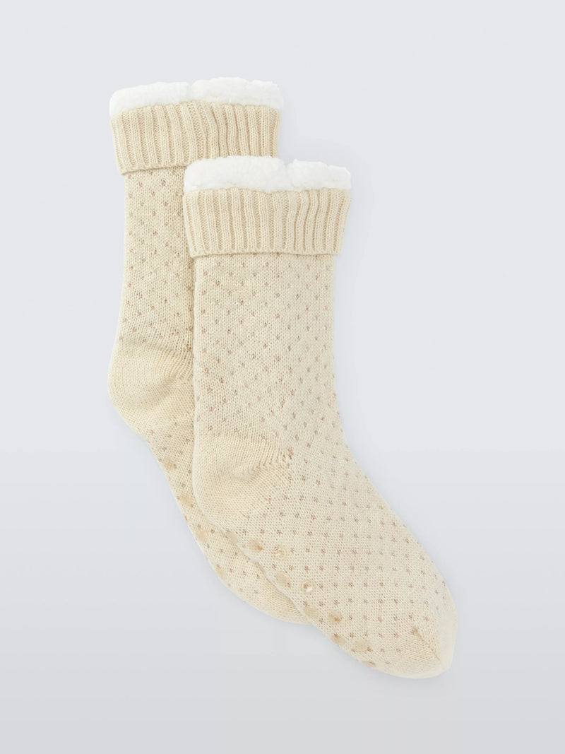 John Lewis Oatmeal Lurex Bootie Socks, UK version