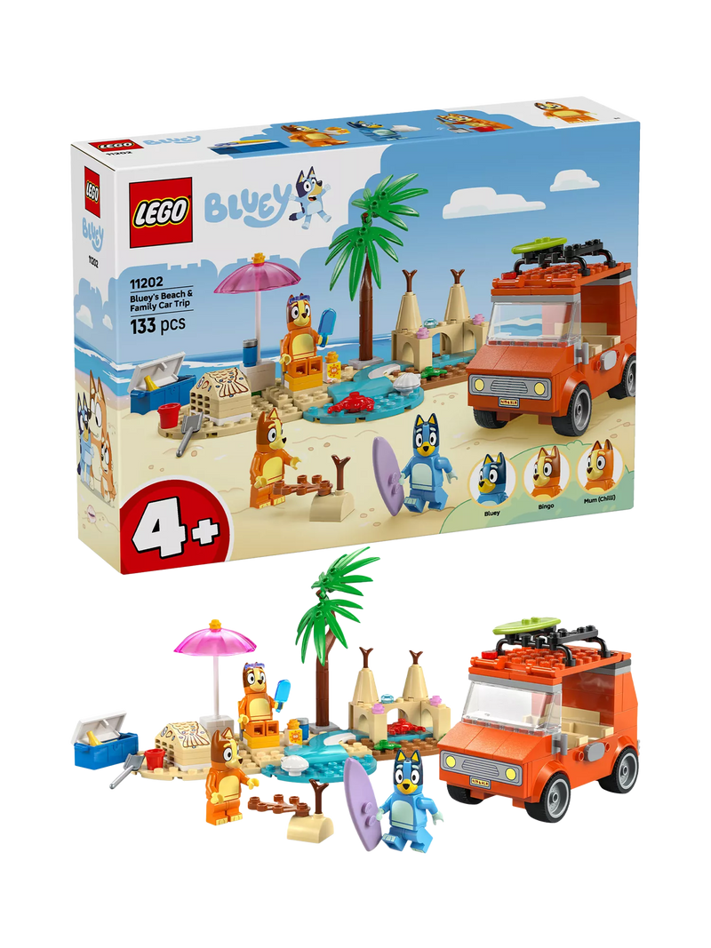 LEGO Bluey beach car trip set 133 pieces, imported from the UK