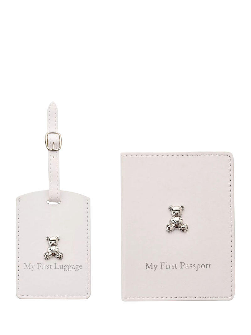 Bambino leatherette passport holder and luggage tag set (British brand)