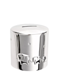 Bambino silver-plated money box with elephants, imported from the UK