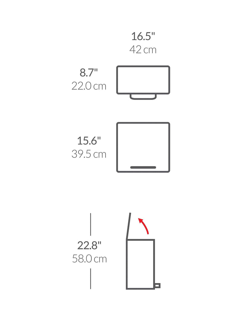 Simplehuman mini recycler pedal bin 15L (British brand)