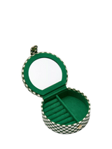 John Lewis Daisy London x Shrimps Checkerboard Compact Jewellery Case, Green- Buy online at McGrocer