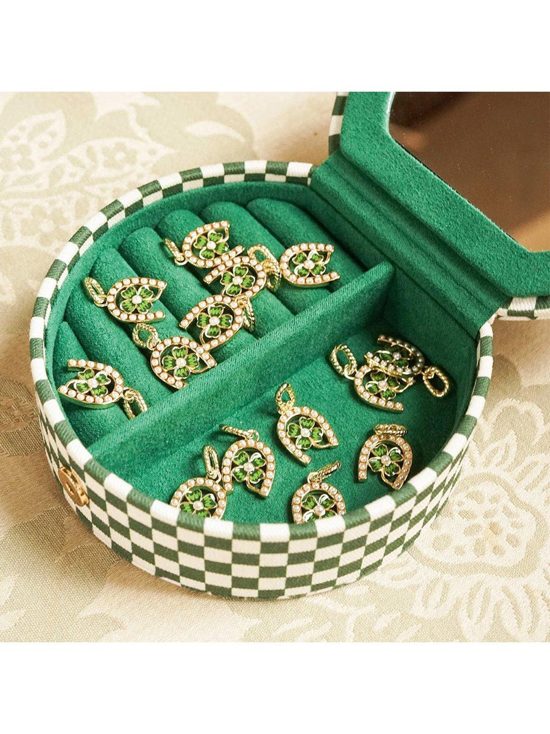 Daisy London compact jewellery case checkerboard green, UK version