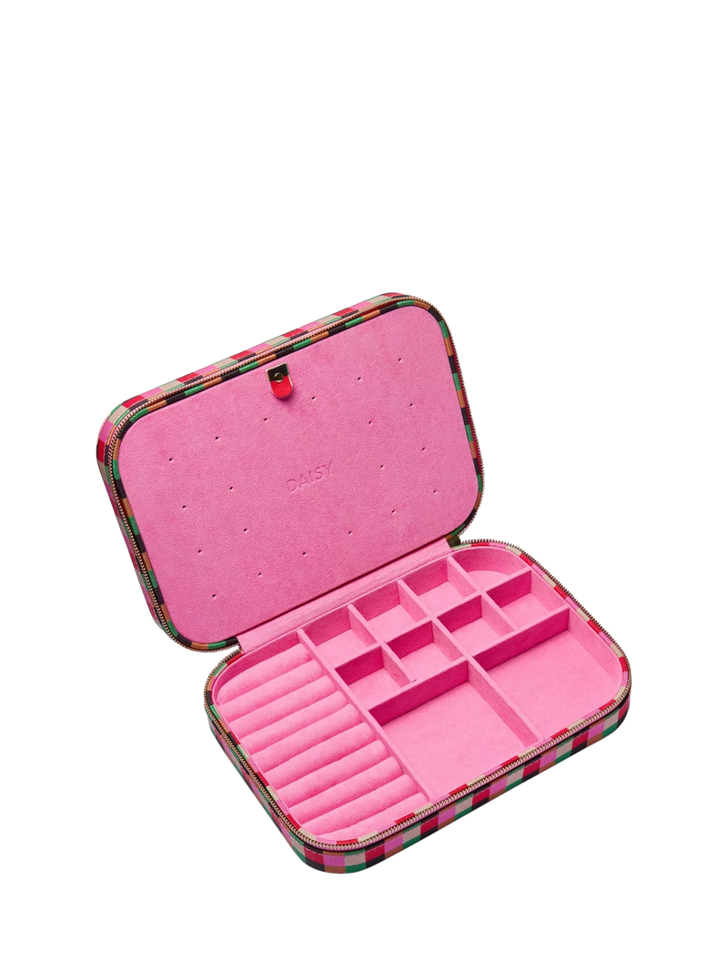Daisy London jewellery case grid print compact multi - British product