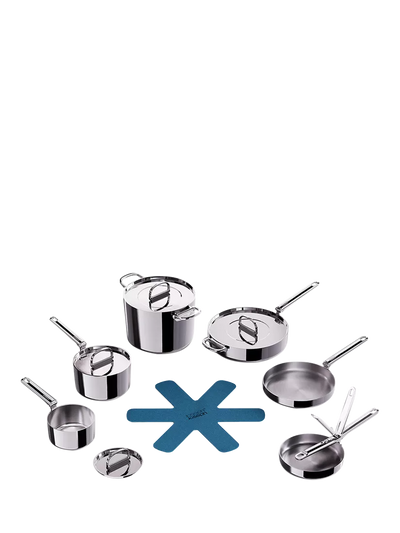 John Lewis Joseph Joseph Space Folding Handle 3-Ply Stainless Steel Pan & Accessories Set, 6 Piece- Buy online at McGrocer