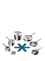 John Lewis Joseph Joseph Space Folding Handle 3-Ply Stainless Steel Pan & Accessories Set, 6 Piece- Buy online at McGrocer