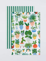 John Lewis Ulster Weavers Plants & Striped Print Cotton Tea Towels, Set of 2, Green/Multi- Buy online at McGrocer