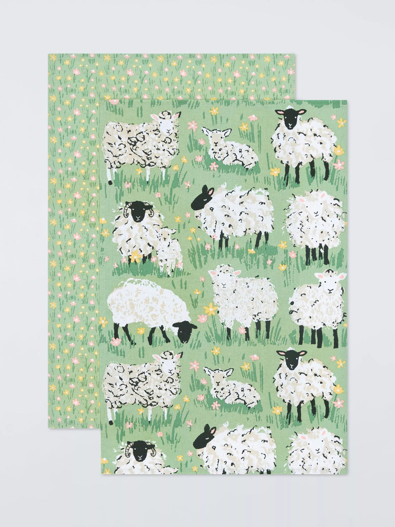 Ulster Weavers sheep print cotton tea towels set of 2, imported from the UK