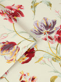 Laura Ashley floral wallpaper with tulip design in cranberry, UK version