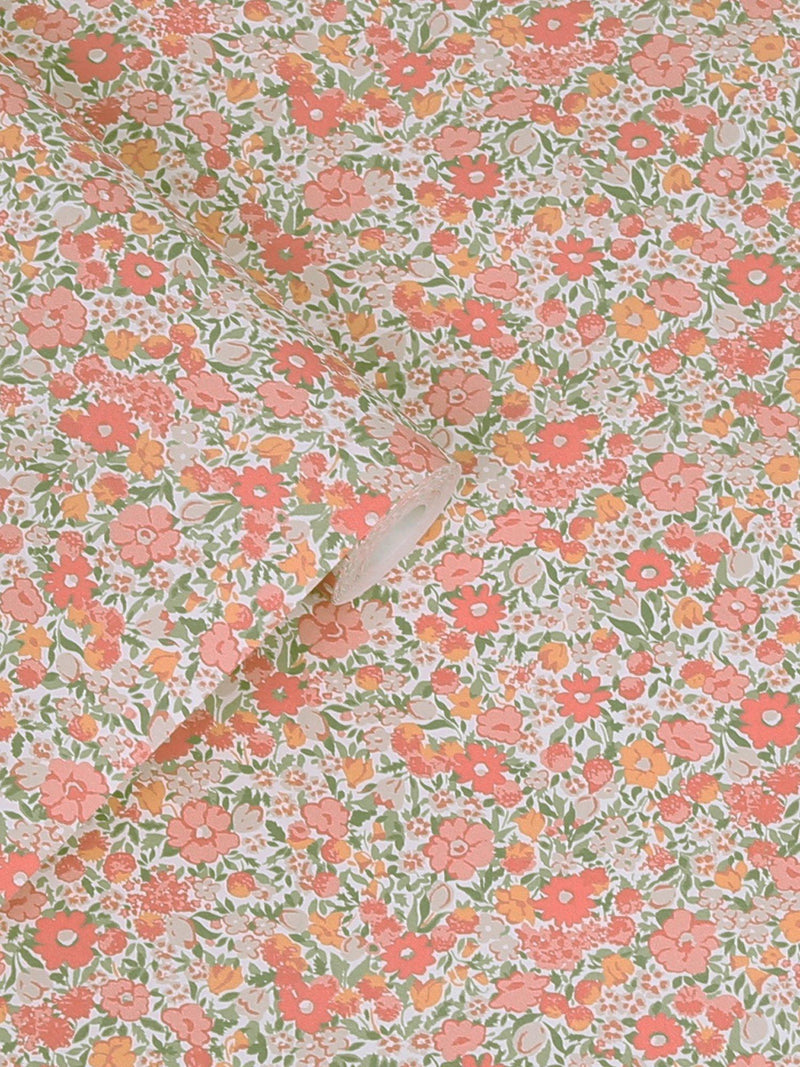 Laura Ashley Loveston wallpaper coral pink L10m x W52cm - British product