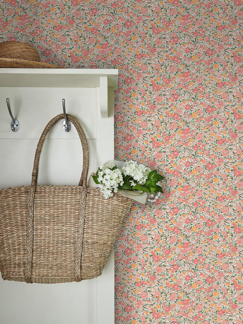 Laura Ashley Loveston wallpaper coral pink L10m x W52cm - British product