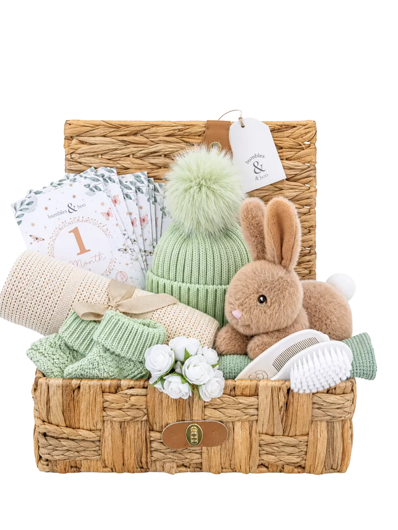 Bumbles & Boo baby hamper with blanket and bunny - British product