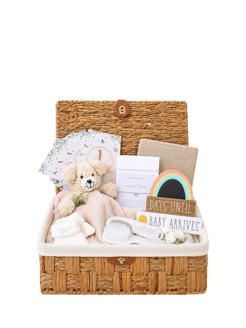 Bumbles & Boo mum-to-be gift hamper with personalised card, imported from the UK