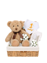 John Lewis Bumbles & Boo Teddy's 1st Birthday Gift Hamper with Personalised Card- Buy online at McGrocer