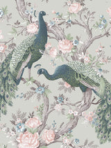 John Lewis Ornate Floral and Peacock Design Wallpaper in Iris- Buy online at McGrocer