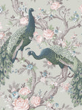 Laura Ashley ornate floral and peacock wallpaper in Iris, UK version