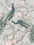 Laura Ashley ornate floral and peacock wallpaper in Iris, UK version