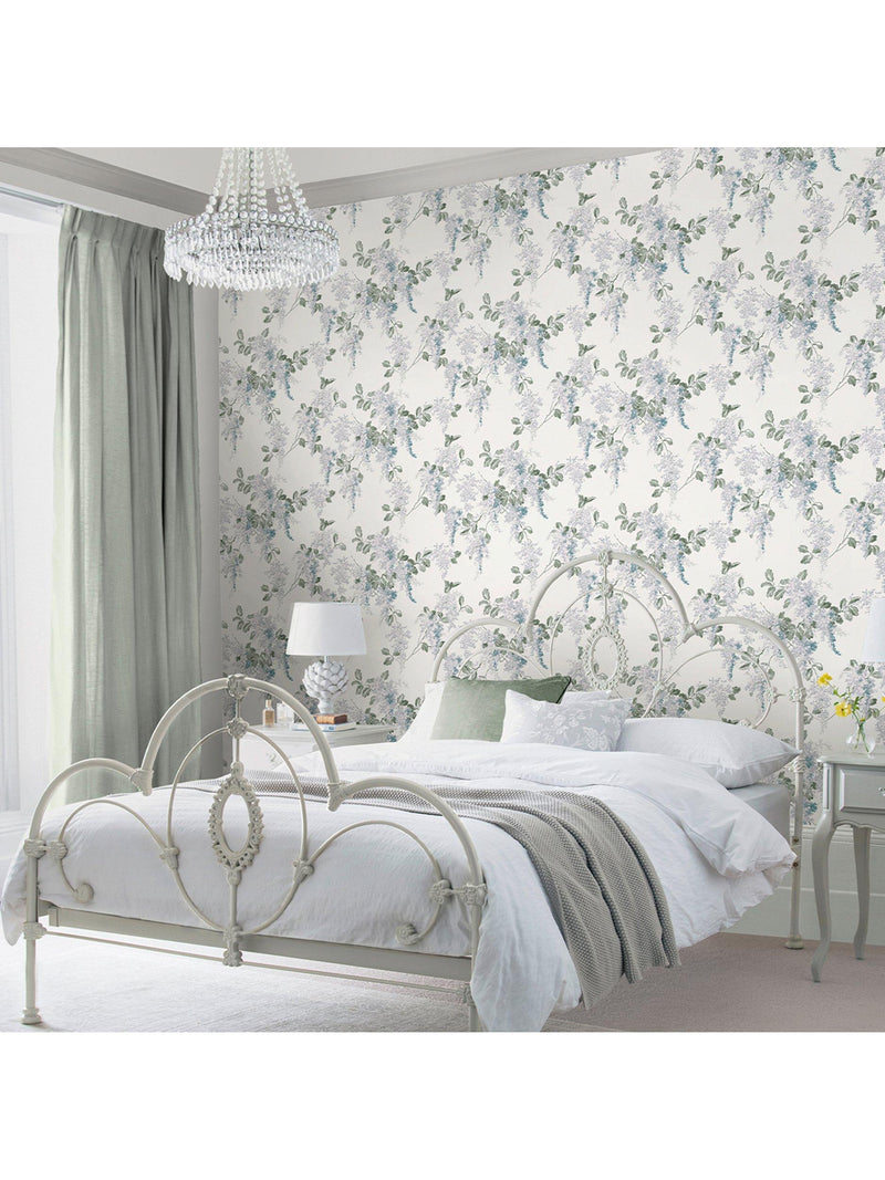 Laura Ashley Mirabelle wallpaper Pale Seaspray, UK version