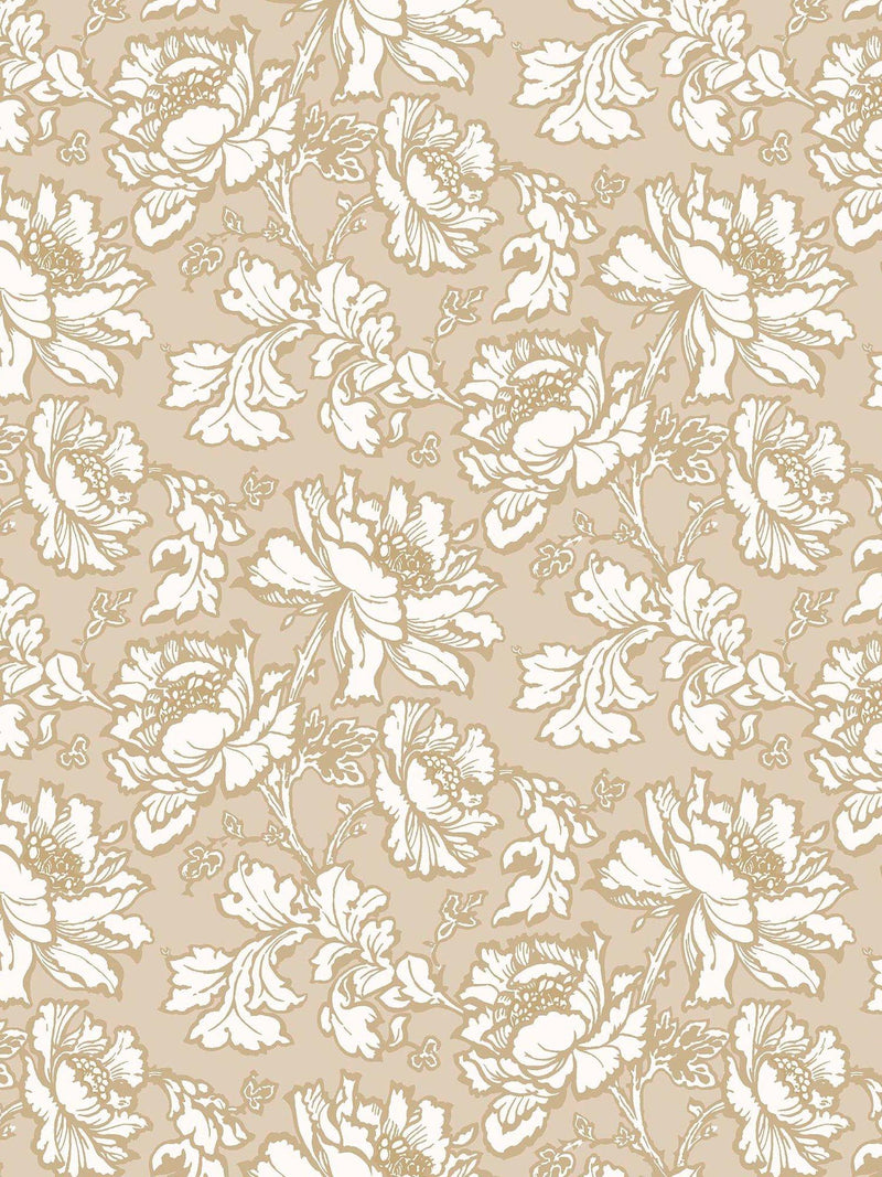 Laura Ashley floral print wallpaper in gold, UK version