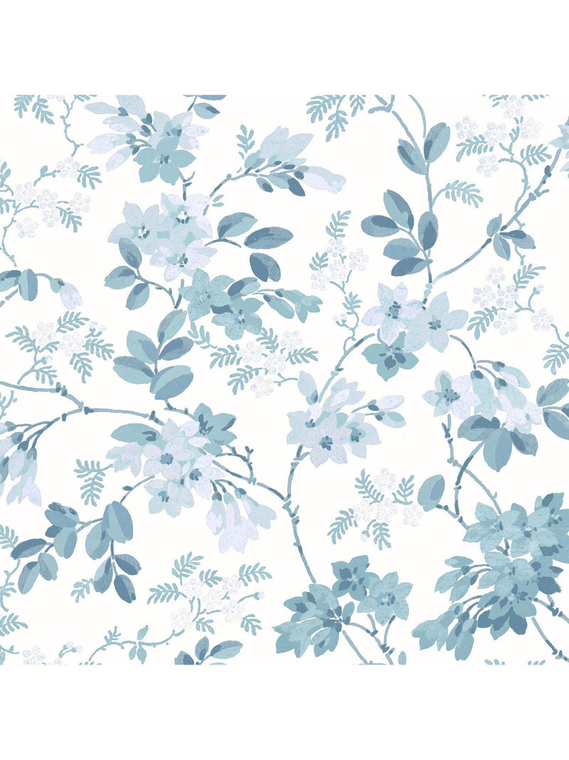 Laura Ashley floral wallpaper with Yewland pattern in Seaspray color, UK version