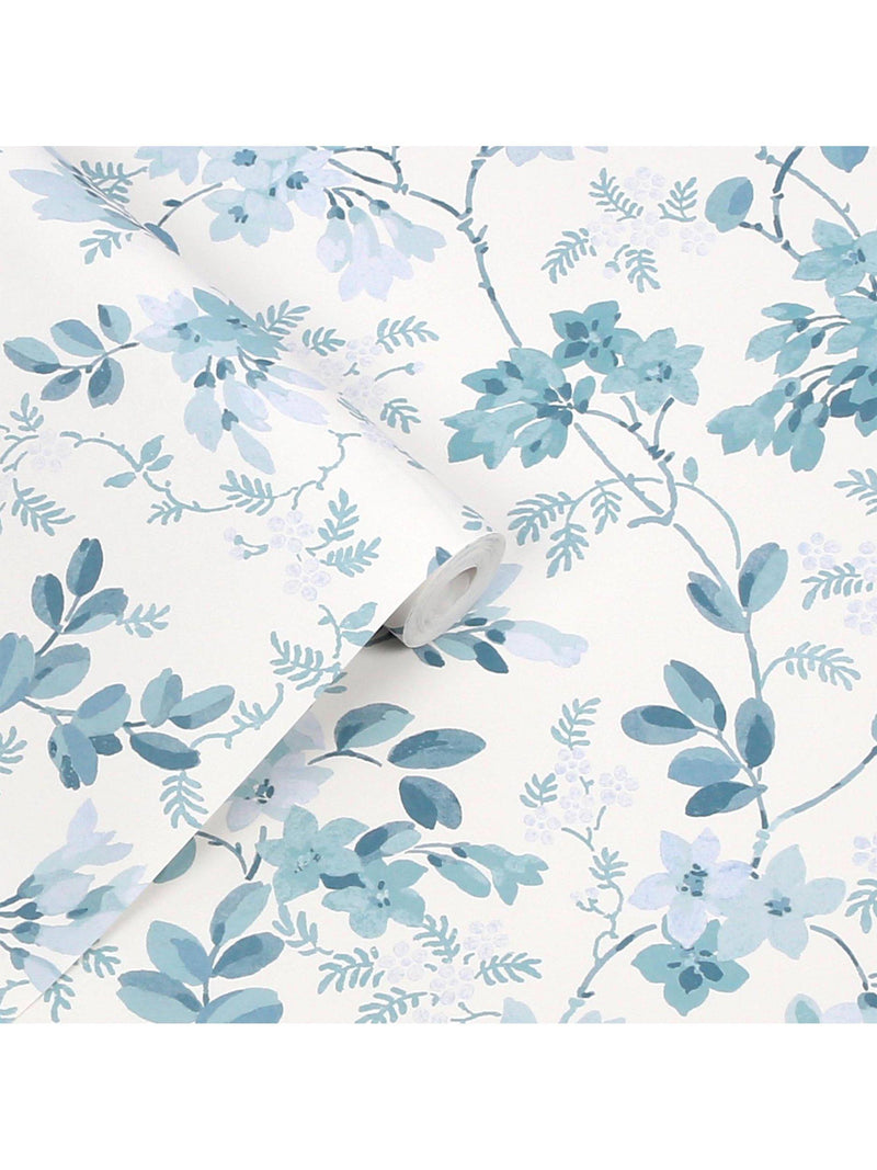 Laura Ashley floral wallpaper with Yewland pattern in Seaspray color, UK version