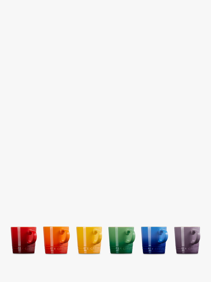 Le Creuset stoneware espresso mugs set of 6 rainbow (British brand)