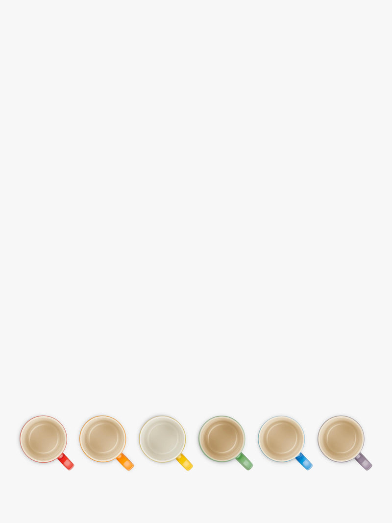 Le Creuset stoneware espresso mugs set of 6 rainbow (British brand)
