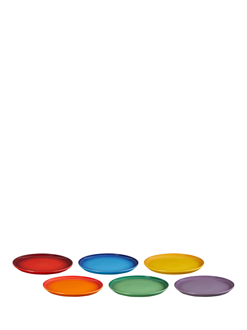 Le Creuset stoneware coupe side plates set of six rainbow 21.8cm, imported from the UK