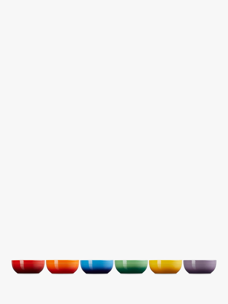 Le Creuset stoneware cereal bowls rainbow set of 6, UK version