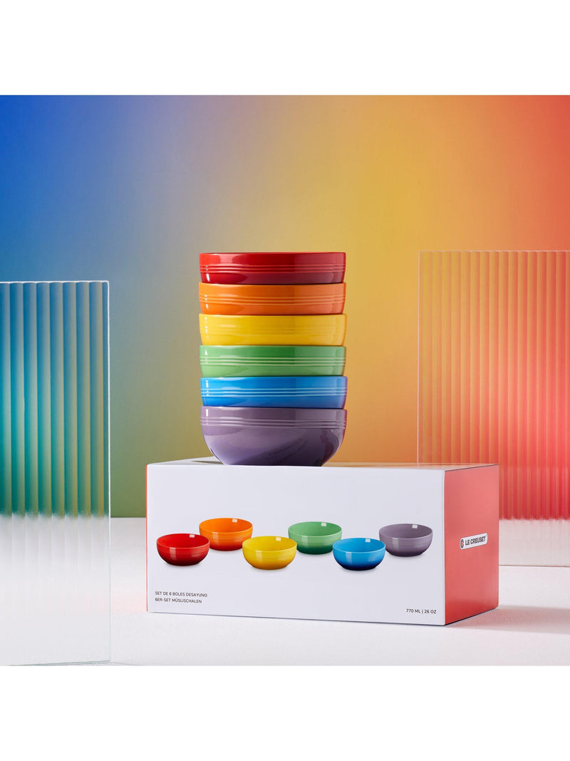 Le Creuset stoneware cereal bowls rainbow set of 6, UK version