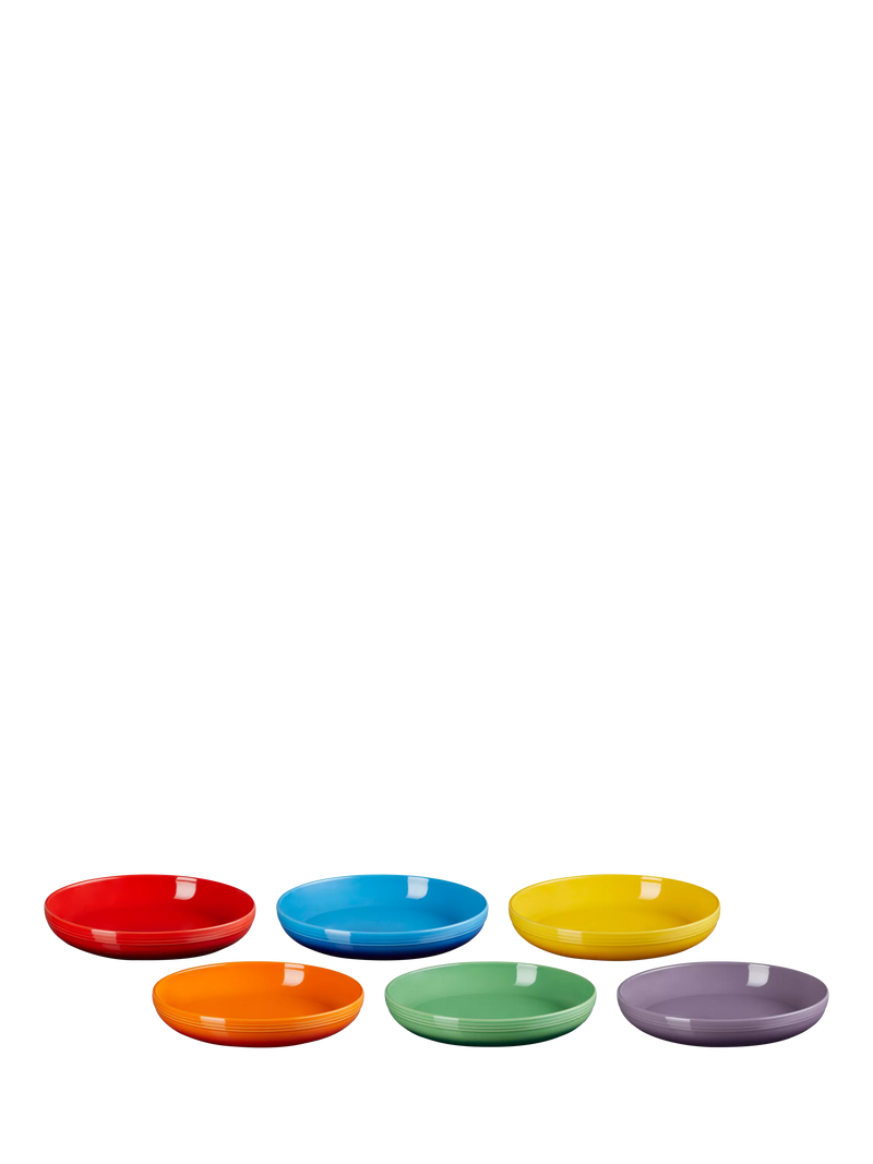 Le Creuset stoneware pasta bowls rainbow set of 6 22cm, UK version