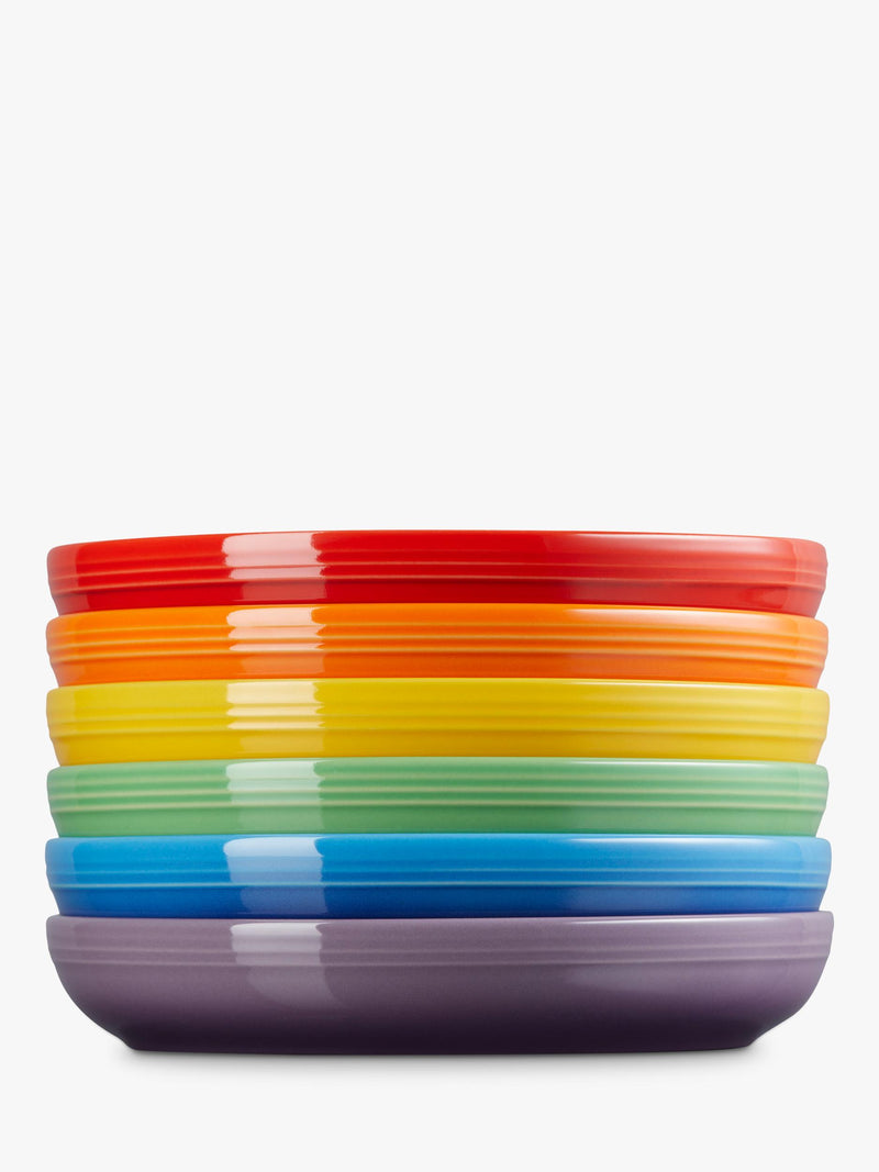 Le Creuset stoneware pasta bowls rainbow set of 6 22cm, UK version
