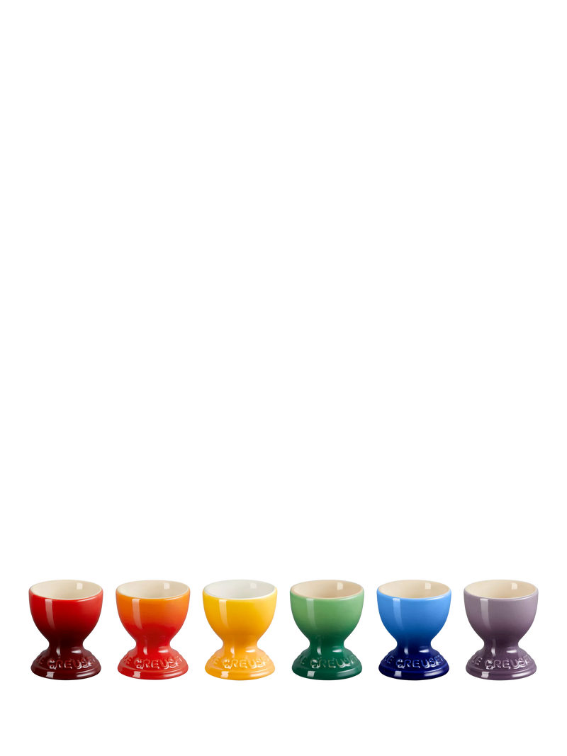 Le Creuset stoneware egg cups rainbow set of 6, UK version