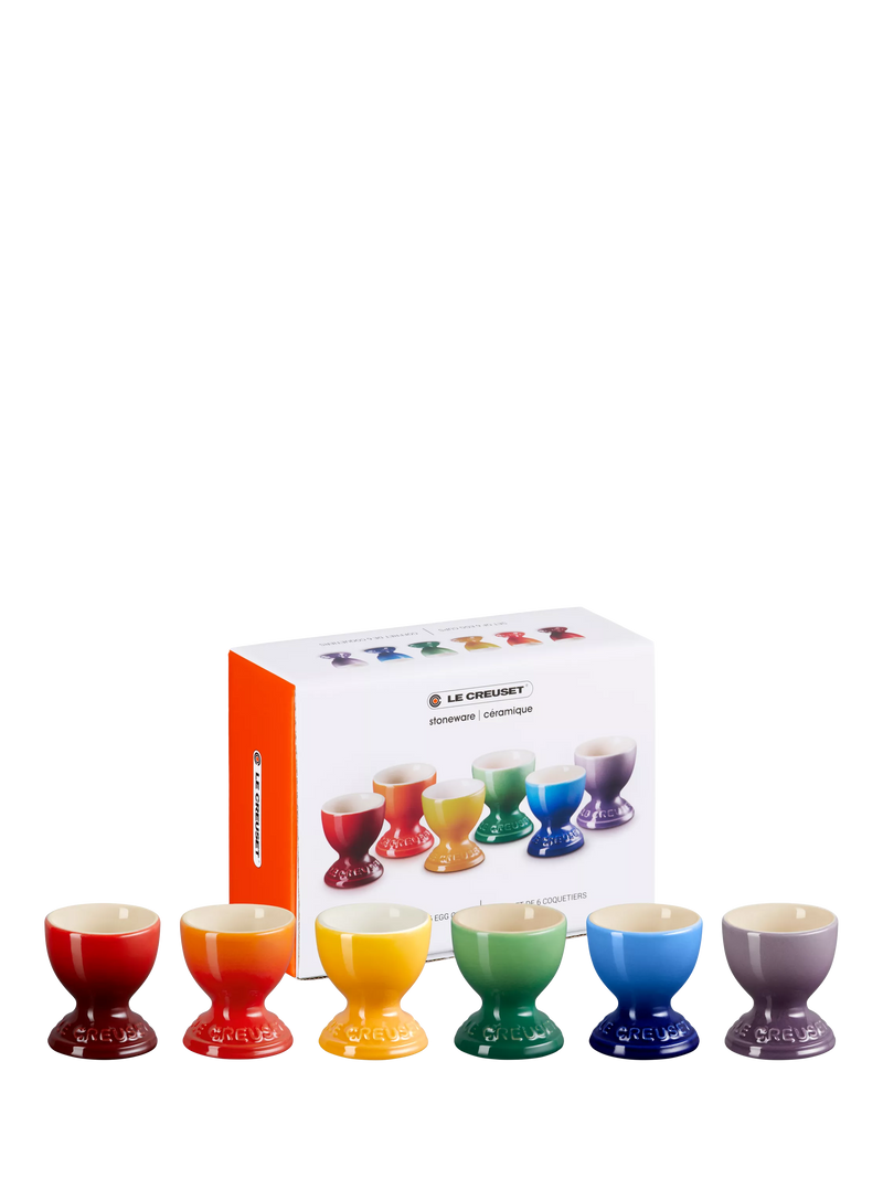 Le Creuset stoneware egg cups rainbow set of 6, UK version