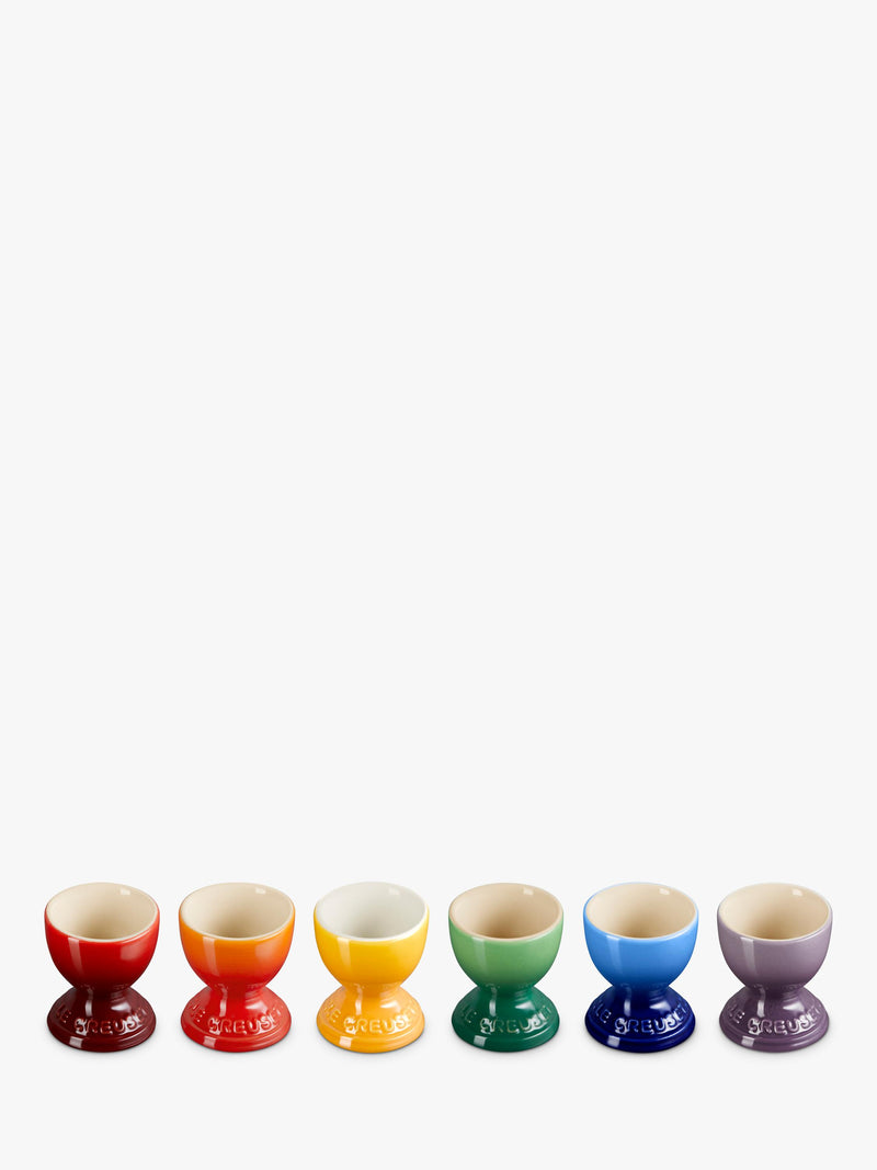 Le Creuset stoneware egg cups rainbow set of 6, UK version