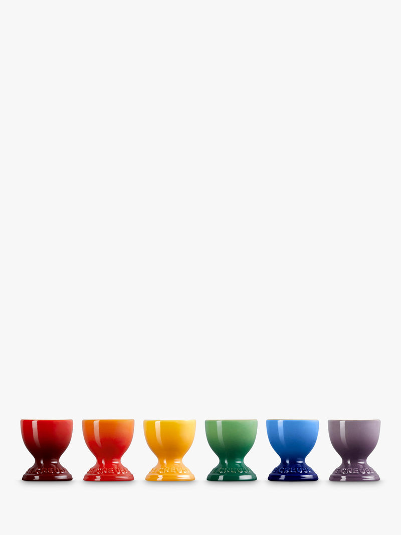 Le Creuset stoneware egg cups rainbow set of 6, UK version