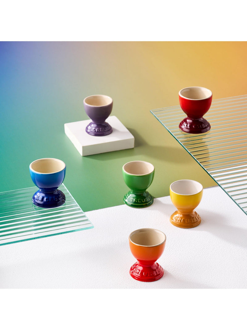 Le Creuset stoneware egg cups rainbow set of 6, UK version