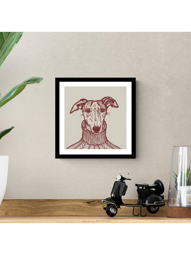 John Lewis Sybil Whippet framed print 33.5 x 33.5cm, imported from the UK