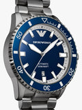 Emporio Armani Sea Explorer watch blue dial stainless steel bracelet (British brand)