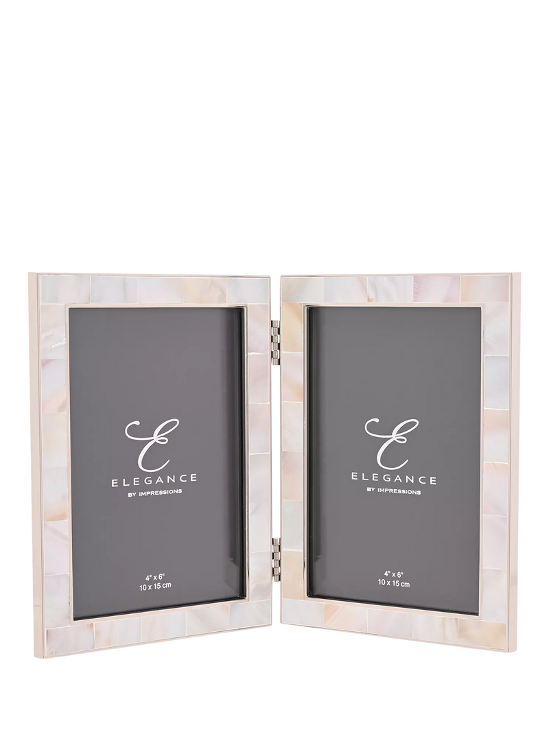 Impressions Elegance white double photo frame with Mother of Pearl (British brand)
