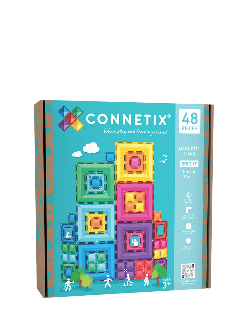 Connetix Bright Portal Tiles 48-piece magnetic construction set (British brand)