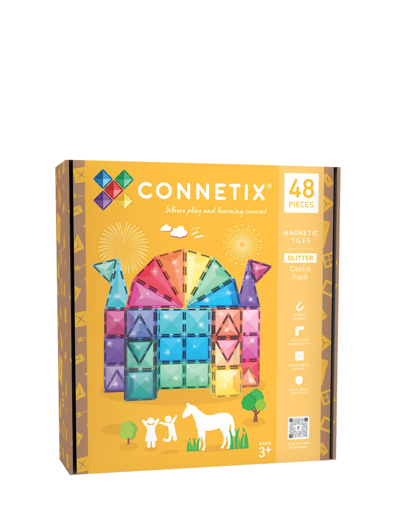 Connetix Castle Glitter Tiles 48 pack building toy for kids (British brand)