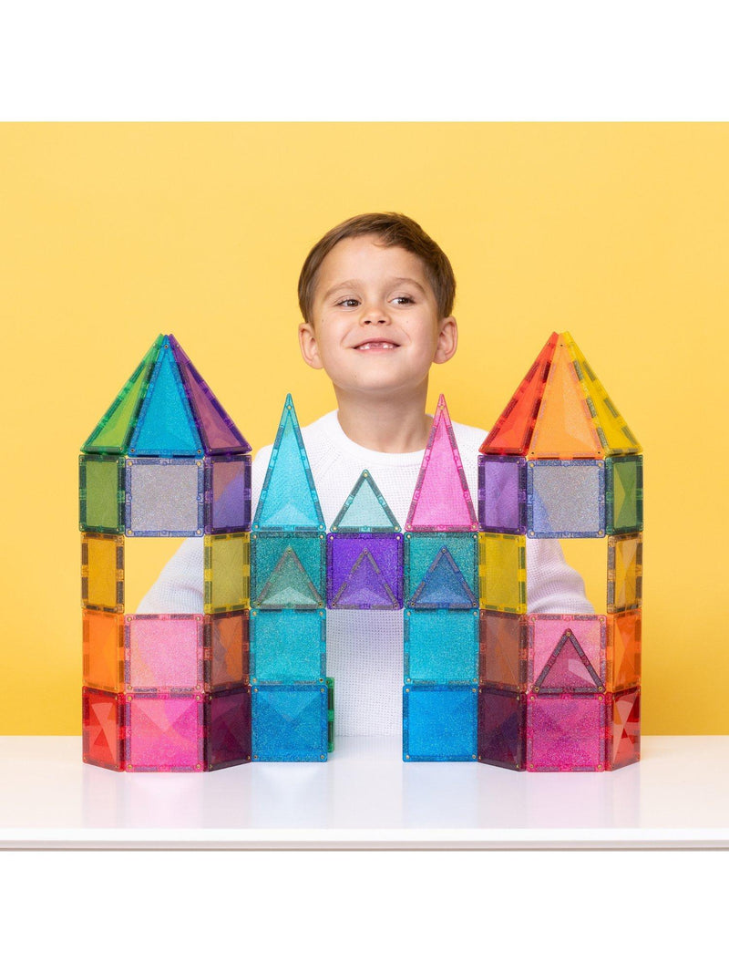 Connetix Castle Glitter Tiles 48 pack building toy for kids (British brand)