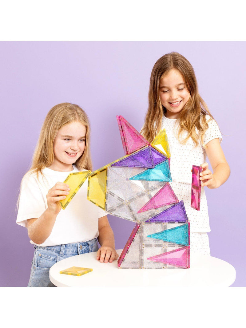 Connetix glitter unicorn tiles 56-piece construction set, imported from the UK