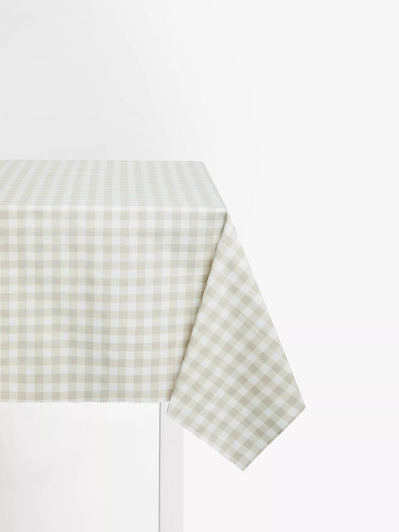 John Lewis gingham greige oilcloth fabric, UK version