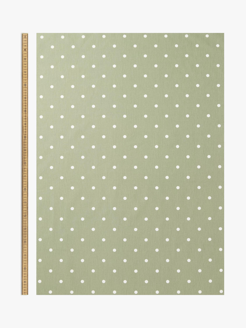 John Lewis oilcloth tablecloth fabric sage dot 130cm, UK version