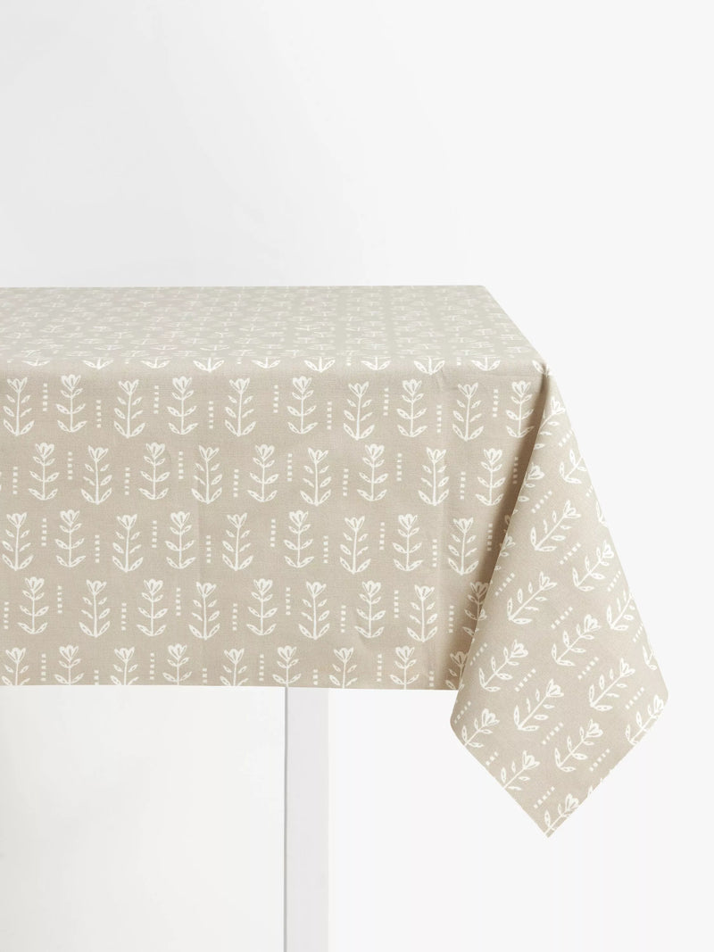 John Lewis Cora oilcloth tablecloth fabric putty, UK version