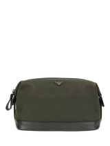 John Lewis Apatchy London The Cavendish Waxed Canvas & Leather Wash Bag, Dark Olive/Black- Buy online at McGrocer