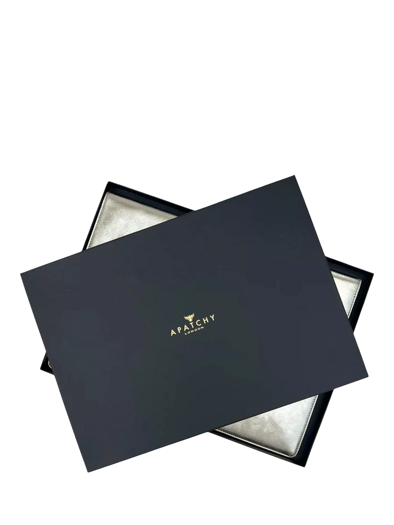 Apatchy London leather laptop sleeve gold 13-14 inch, imported from the UK